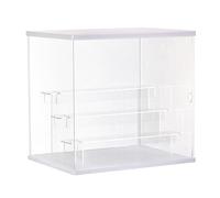 sourcing map Clear Acrylic Display Case with LED Light 3 Tier Dustproof Showcase Assemble Cube Display Boxes Stand for Collectibles, Action Figures (12.6x9.45x11.81)White