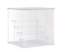 sourcing map Clear Acrylic Display Case with LED Light 4 Tier Dustproof Showcase Assemble Cube Display Boxes Stand for Collectibles, Action Figures (12.6x11.81x12.6)White