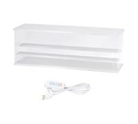 sourcing map Clear Display Case, 3 Layer Acrylic Figure Display Case Clear Display Boxes for Collectibles, Figures Model Toys Home Storage(with Square LED Light, 24x7x8 Inch White Base)