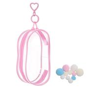 sourcing map Clear Figure Display Bag, 15 x 11cm Portable Mini Dolls Carrying Case with Keychain, Zipper Closure Blind Box Storage Bag Protective Case for Dolls Collectibles, Pink