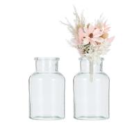 sourcing map Clear Glass Bud Vase Set of 2, Small Flower Vases for Centerpiece, Tiny 125ml Wide Mouth Vintage Clear Mini Vases in Bulk Assorted for Rustic Wedding Home Table Decor