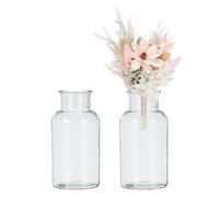 sourcing map Clear Glass Bud Vase Set of 2, Small Flower Vases for Centerpiece, Tiny 500ml Wide Mouth Vintage Clear Mini Vases in Bulk Assorted for Rustic Wedding Home Table Decor