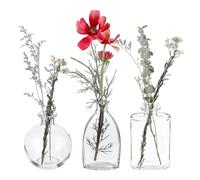 sourcing map Clear Glass Bud Vase Set of 3, Small Flower Vases for Centerpiece, 3 Style Vintage Clear Mini Vases in Bulk Assorted for Rustic Wedding Floral Party Home Table Decor