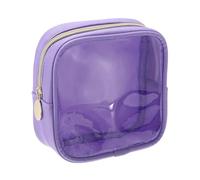 sourcing map Clear Makeup Bag Small Cosmetic Bag Case Transparent Toiletry Organizer with Zipper, Portable Makeup Pouch for Daily Use Travel, Mini, Lavender