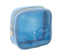 sourcing map Clear Makeup Bag Small Cosmetic Bag Case Transparent Toiletry Organizer with Zipper, Portable Makeup Pouch for Daily Use Travel, Mini, Blue