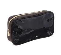 sourcing map Clear Makeup Bag Small Cosmetic Bag Case Transparent Toiletry Organizer with Zipper, Portable Makeup Pouch for Daily Use Travel, Medium, Chocolate