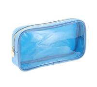 sourcing map Clear Makeup Bag Small Cosmetic Bag Case Transparent Toiletry Organizer with Zipper, Portable Makeup Pouch for Daily Use Travel, Medium, Blue