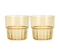 sourcing map Clear Plastic Reusable Drinking Glasses, 10oz Drinking Glasses Set Plastic Water Cup Unbreakable Stackable for Beer Cocktail Water Juice Whiskey(Yellow, 2Pcs)