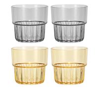 sourcing map Clear Plastic Reusable Drinking Glasses, 10oz Drinking Glasses Set Plastic Water Cup Unbreakable Stackable for Beer Cocktail Water Juice Whiskey(Gray/Orange, 4Pcs)