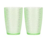 sourcing map Clear Plastic Reusable Drinking Glasses, 12.8oz Hobnail Drinking Glasses Set Plastic Water Cup Unbreakable Stackable for Beer Cocktail Water Juice Whiskey(Green, 2Pcs)