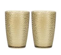 sourcing map Clear Plastic Reusable Drinking Glasses, 12.8oz Hobnail Drinking Glasses Set Plastic Water Cup Unbreakable Stackable for Beer Cocktail Water Juice Whiskey(Brown, 2Pcs)