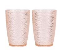 sourcing map Clear Plastic Reusable Drinking Glasses, 12.8oz Hobnail Drinking Glasses Set Plastic Water Cup Unbreakable Stackable for Beer Cocktail Water Juice Whiskey(Pink, 2Pcs)