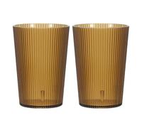 sourcing map Clear Plastic Reusable Drinking Glasses, 5.1oz Ribbed Drinking Glasses Set Plastic Water Cup Unbreakable Stackable for Beer Cocktail Water Juice Whiskey(Brown, 2Pcs)