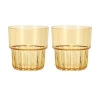 sourcing map Clear Plastic Reusable Drinking Glasses, 6.8oz Drinking Glasses Set Plastic Water Cup Unbreakable Stackable for Beer Cocktail Water Juice Whiskey(Orange, 2Pcs)