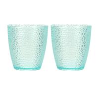 sourcing map Clear Plastic Reusable Drinking Glasses, 6.8oz Hobnail Drinking Glasses Set Plastic Water Cup Unbreakable Stackable for Beer Cocktail Water Juice Whiskey(Blue, 2Pcs)