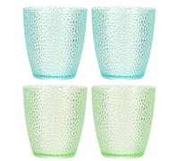 sourcing map Clear Plastic Reusable Drinking Glasses, 6.8oz Hobnail Drinking Glasses Set Plastic Water Cup Unbreakable Stackable for Beer Cocktail Water Juice Whiskey(Blue/Green, 4Pcs)