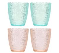 sourcing map Clear Plastic Reusable Drinking Glasses, 6.8oz Hobnail Drinking Glasses Set Plastic Water Cup Unbreakable Stackable for Beer Cocktail Water Juice Whiskey(Pink/Blue, 4Pcs)