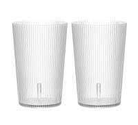 sourcing map Clear Plastic Reusable Drinking Glasses, 7.4oz Ribbed Drinking Glasses Set Plastic Water Cup Unbreakable Stackable for Beer Cocktail Water Juice Whiskey(Transparent, 2Pcs)