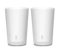 sourcing map Clear Plastic Reusable Drinking Glasses, 9.5oz Ribbed Drinking Glasses Set Plastic Water Cup Unbreakable Stackable for Beer Cocktail Water Juice Whiskey(Transparent, 2Pcs)