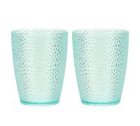 sourcing map Clear Plastic Reusable Drinking Glasses, 9.8oz Hobnail Drinking Glasses Set Plastic Water Cup Unbreakable Stackable for Beer Cocktail Water Juice Whiskey(Blue, 2Pcs)