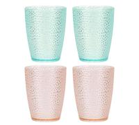 sourcing map Clear Plastic Reusable Drinking Glasses, 9.8oz Hobnail Drinking Glasses Set Plastic Water Cup Unbreakable Stackable for Beer Cocktail Water Juice Whiskey(Pink/Blue, 4Pcs)