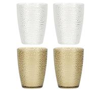 sourcing map Clear Plastic Reusable Drinking Glasses, 9.8oz Hobnail Drinking Glasses Set Plastic Water Cup Unbreakable Stackable for Beer Cocktail Water Juice Whiskey(Brown/Transparent, 4Pcs)