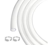 sourcing map Clear PVC Tubing 14.3mm x 19mm 10ft Plastic PVC Tube Flexible Water Hose for Industrial Tubing, Aquariums, Pump, 9/16" ID 3/4" OD, with 2pcs Clamps