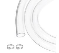 sourcing map Clear PVC Tubing 15.9mm x 20.6mm 10ft Plastic PVC Tube Flexible Water Hose for Industrial Tubing, Aquariums, Pump, 5/8" ID, with 2pcs Clamps
