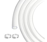 sourcing map Clear PVC Tubing 15.9mm x 20.6mm 10ft Plastic PVC Tube Flexible Water Hose for Industrial Tube, Aquariums, Pump, 5/8" ID, with 2pcs Clamps