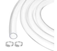 sourcing map Clear PVC Tubing 19mm x 25.4mm 10ft Plastic PVC Tube Flexible Water Hose for Industrial Tubing, Aquariums, Pump, 3/4" ID 1" OD, with 2pcs Clamps