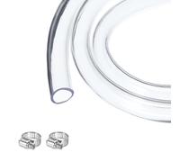 sourcing map Clear PVC Tubing 19mm x 25.4mm 10ft Plastic PVC Tube Flexible Water Hose for Industrial Tube, Aquarium, Pump, 3/4" ID 1" OD, with 2pcs Clamps