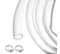 sourcing map Clear PVC Tubing 31.8mm x 38.1mm 10ft Plastic PVC Tube Flexible Water Hose for Industrial Tubing, Aquariums, Pump, 1 1/4" ID 1 1/2" OD, with 2pcs Clamps
