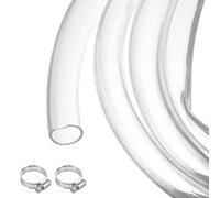sourcing map Clear PVC Tubing 31.8mm x 38.1mm 5ft Plastic PVC Tube Flexible Water Hose for Industrial Tube, Aquarium, Pump, 1 1/4" ID 1 1/2" OD, with 2pcs Clamps
