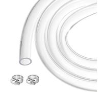 sourcing map Clear PVC Tubing 6.4mm x 9.5mm 5ft Plastic PVC Tube Flexible Water Hose for Industrial Tubing, Aquariums, Pump, 1/4" ID 3/8" OD, with 2pcs Clamps