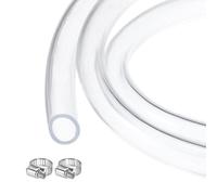sourcing map Clear PVC Tubing 9.5mm x 12.7mm 50ft Plastic PVC Tube Flexible Water Hose for Aquariums,Industrial Tubing, Pump, 3/8" ID 1/2" OD, with 2pcs Clamps