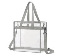 sourcing map Clear Tote Bag, 1Pcs 13" x 6" x 13", PVC Waterproof Closure Crossbody Shoulder Bag with Zipper and Adjustable Strap for Stadium Events, Ball Game, Concert, Beach (Light Grey)