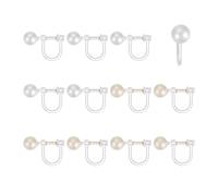 sourcing map Clip-on Earring Converters, U Type Clear Resin Earring Findings Components with Spring for Non-Pierced Ears DIY Jewelry Making (Style 1, Golden/Silver Tone, Pack of 12)