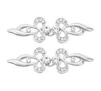 sourcing map Cloak Clasp, 2 Pairs Sew on Fasteners Hook and Eyes Clasps Vintage Sweater Cape Shawl Cardigan Collar Buckles for Clothing(Silver Tone)