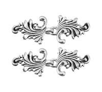 sourcing map Cloak Clasp, 2 Pairs Sew on Fasteners Hooks and Eyes Clasps Vintage Sweater Cape Shawl Cardigan Collar Buckles for Clothing(Silver)