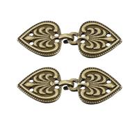 sourcing map Cloak Clasp, 2 Pairs Sew on Hooks and Eyes Vintage Cape Clasps Sweater Shawl Cardigan Collar Fasteners Buttons for Clothing(Bronze)