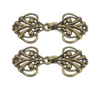 sourcing map Cloak Clasp, 2 Pairs Sew on Hooks and Eyes Vintage Cape Clasps Sweater Shawl Collar Cardigan Buckles(Bronze)