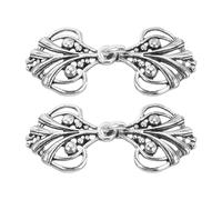 sourcing map Cloak Clasp, 2 Pairs Sew on Hooks and Eyes Vintage Cape Clasps Sweater Shawl Collar Cardigan Buckles(Silver)