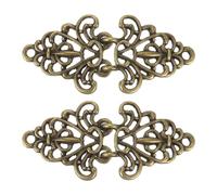 sourcing map Cloak Clasp, 2 Pairs Sew on Hooks and Eyes Vintage Flower Cape Clasps Sweater Shawl Collar Cardigan Buckles(Bronze)