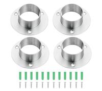 sourcing map Closet Rod Bracket, 4Pcs Stainless Steel Flange Closet Holder, Closet Rod End Supports Rod Bracket for 51mm Diameter Rod, Silver