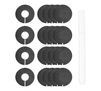 sourcing map Clothes Dividers,20 Pack Round Closet Rack Dividers Clothing Rack Size Dividers Blank Labels with Marker Pen Writable & Reusable for Hanging Clothes Sorting Size, Black