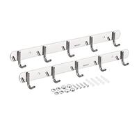 sourcing map Coat Hook Rack, 304 Stainless Steel Coat Rack Wall Mounted with 5 Hooks Metal Hook Rail Wall Hangers for Hanging Bedroom Bathroom 2Pcs