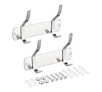 sourcing map Coat Hook Rack, Stainless Steel Wall Mounted Coat Rack with 2 Hooks Hook Rail Wall Hangers for Hanging Bedroom Bathroom Silver 2Pcs