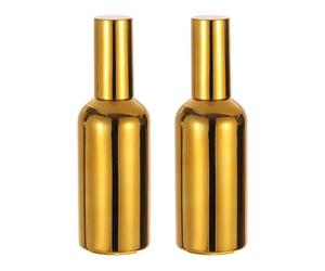 sourcing map Cocktail Sprayer 2pcs 100ml(3.4oz) Glass Martini Bar Mister Vermouth Spritzer Spray Bottle Perfume Refillable Sprayer, Gold Tone