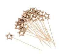 sourcing map Cocktail Toothpicks, 100Pcs 5.5" Bamboo Hollow Star Shape Long Fruit Stick Decorative Cocktail Skewers Pick for Drinks Appetizer Fruits, Gold