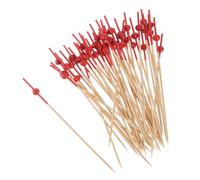 sourcing map Cocktail Toothpicks, 200Pcs 4.72" Bamboo Red Pearl Bead Long Fruit Stick Decorative Cocktail Skewers Picks for Drinks Appetizer Fruits, Red